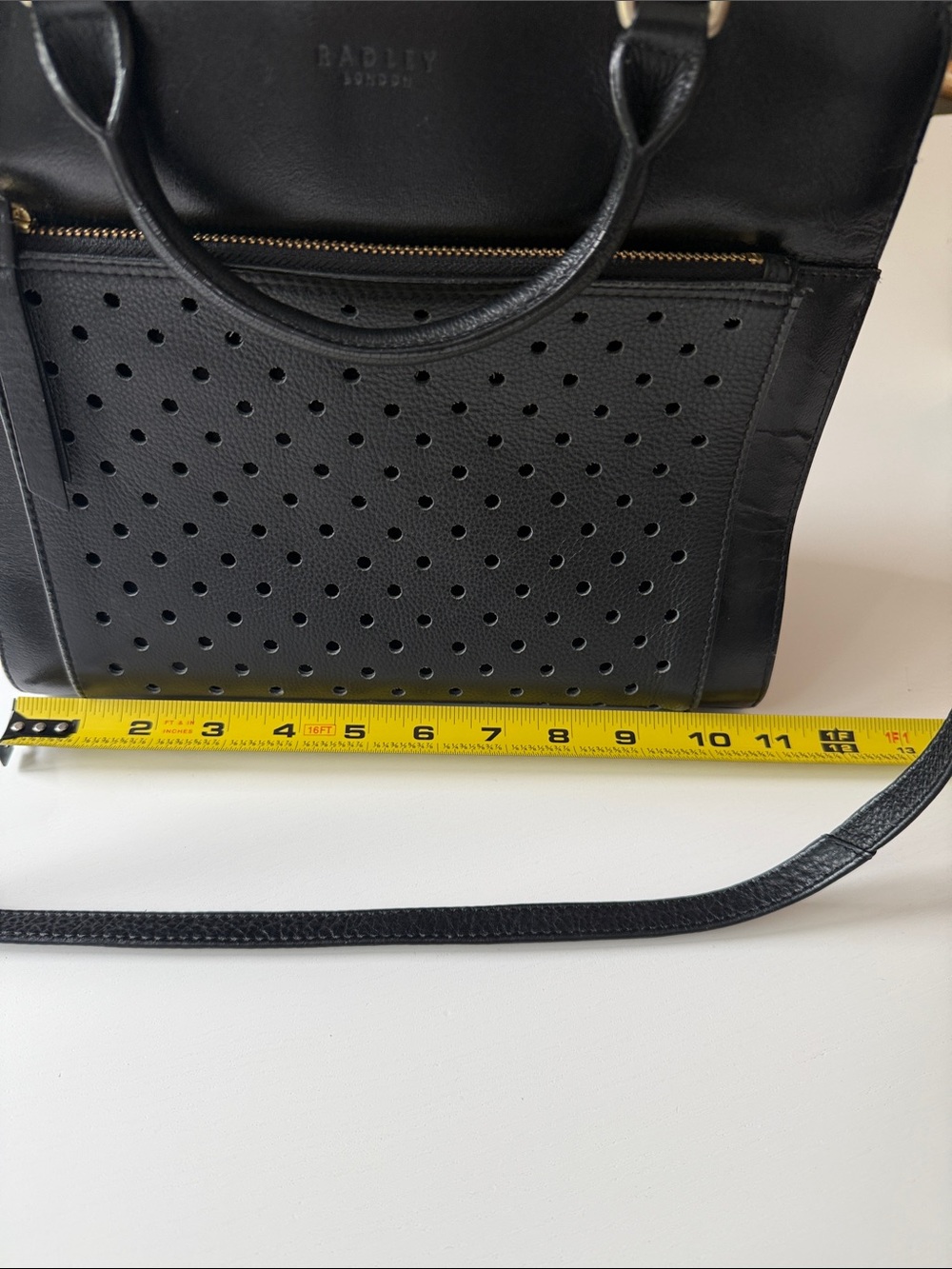 RADLEY LONDON Black Perforated Leather Crossbody with Gold Hardware - Picture 4 of 7